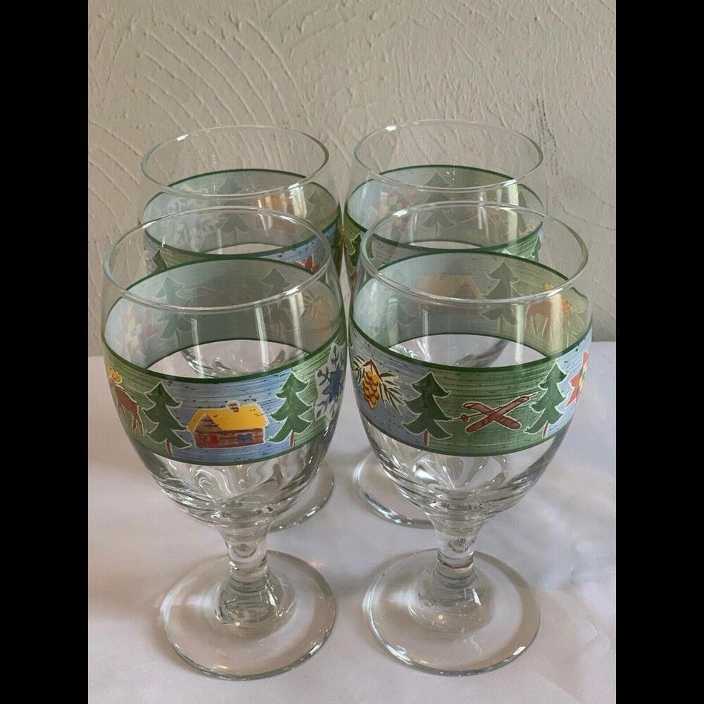 Vintage Sierra by Bella Water Goblets  14oz Set Of 4